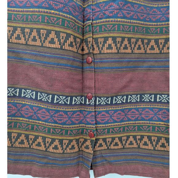 Vintage Huntington Ridge Belted Aztec Midi Skirt Size 9/10 Boho 100% Cotton - Picture 4 of 6